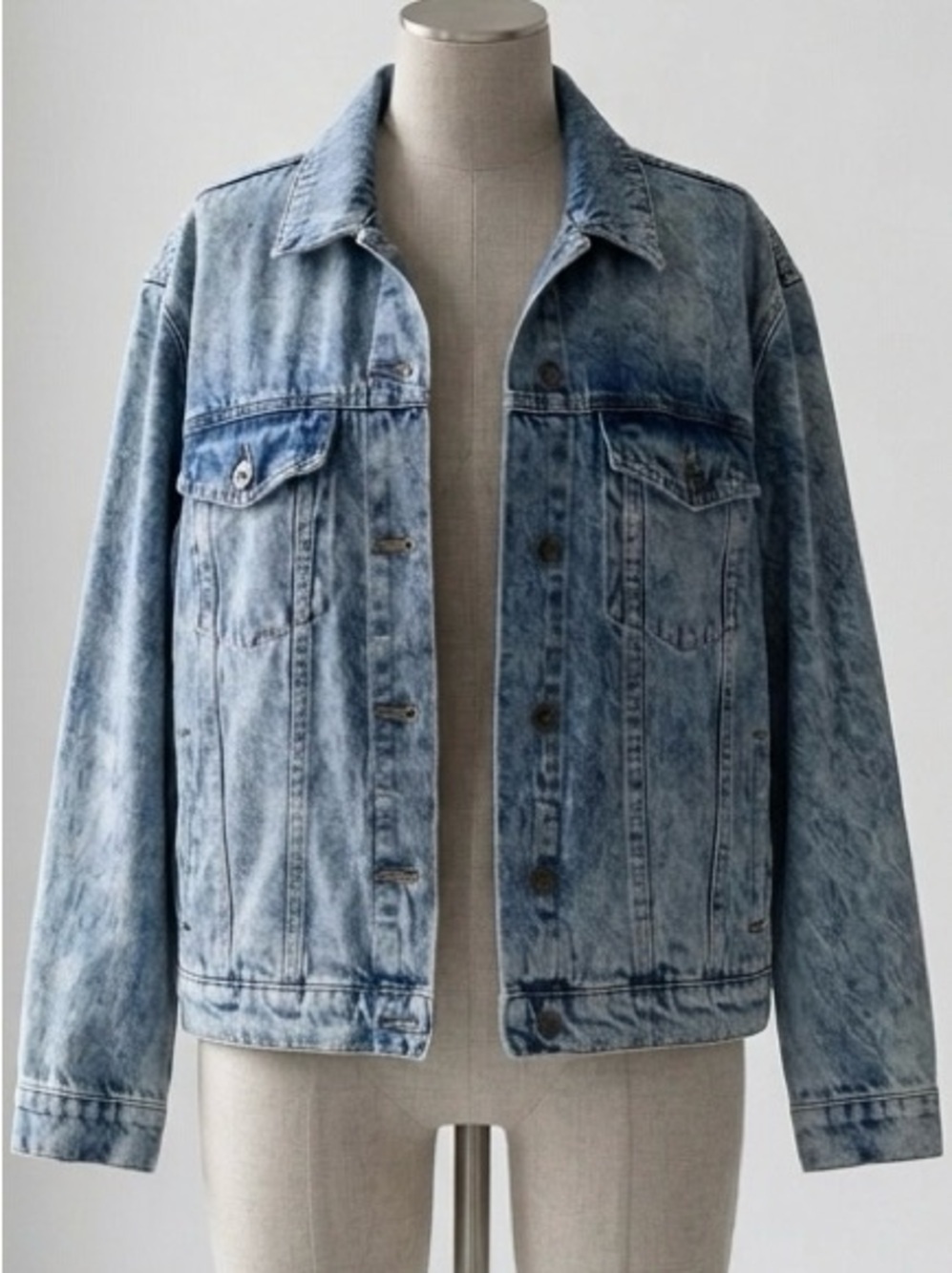 Daily Ritual| Women’s Classic Medium Blue Denim Hip Length Jacket Sz XXL